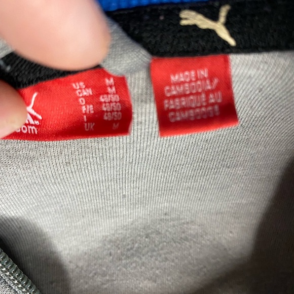 Puma Grey Track Jacket Activewear Sz M Full Zip Sports Casual Athletic Blue Logo - Picture 3 of 8